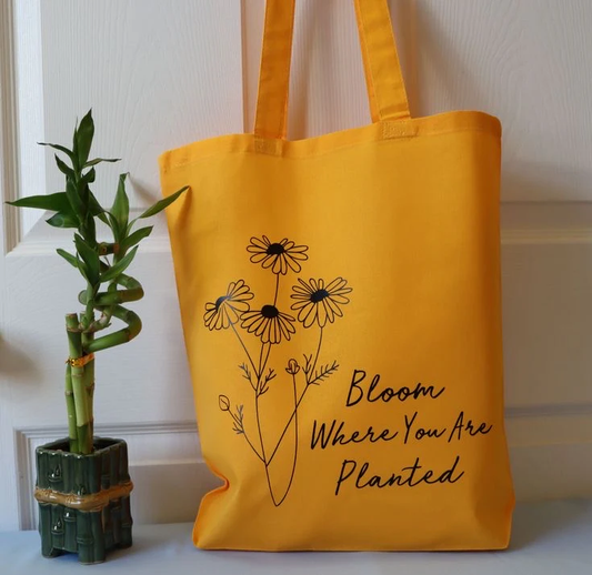 BLOOM TOTE BAG MUSTARD