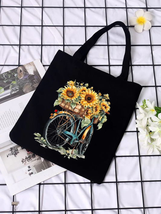 CYCLE SUNFLOWER TOTE BAG BLACK